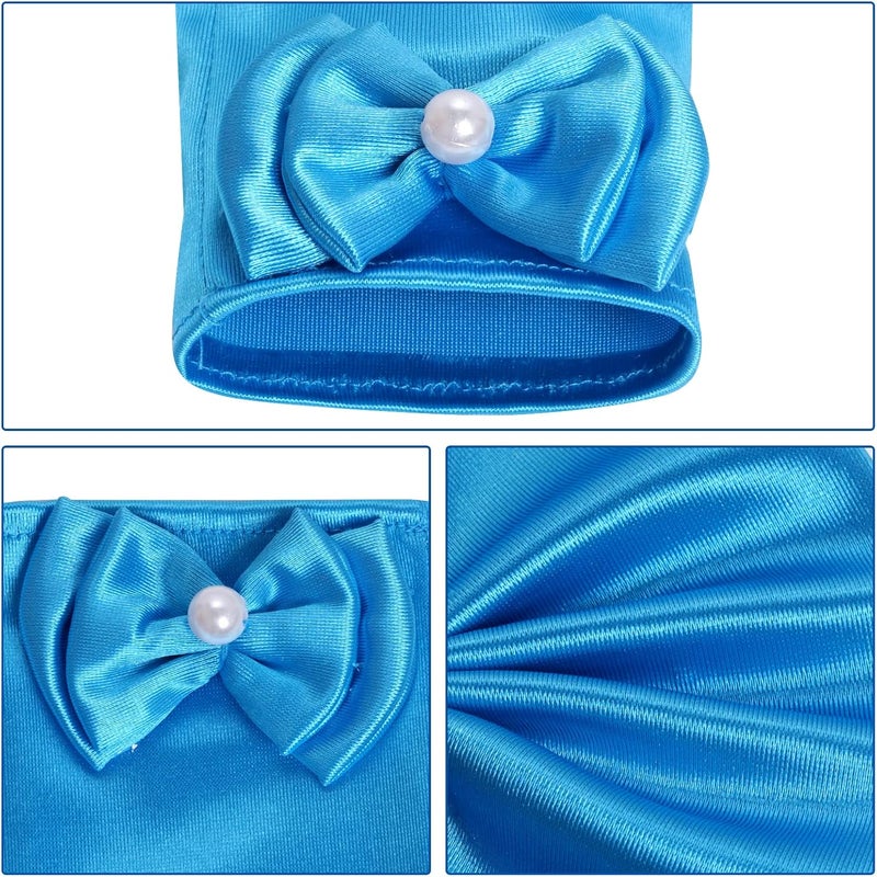 Yolyoo Girls Princess Gloves,Girl White Long Satin Princess Dress Up Diamonds Bows Gloves for Birthday,Wedding, Costume Party - Image 3