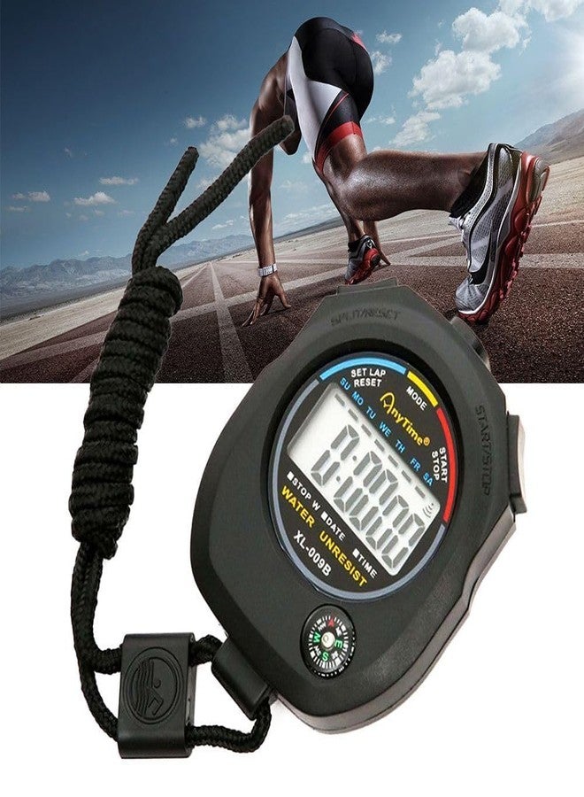 JUSTAKEIT Sports Waterproof Stopwatch Timer Set, Multi-Function Electronic Digital Stopwatch | Large Display with Date Time and Alarm | Coaches, Sports Timer, Running, Gym, Outdoor (Black-1) - Image 3