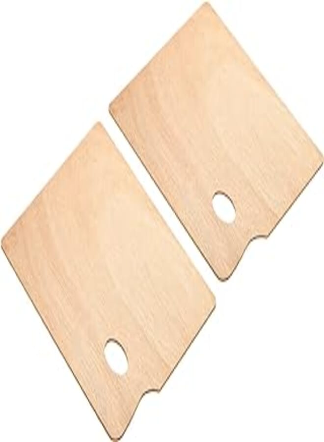 PATIKIL 9" x 12" Paint Tray Palette, 2 Pack Painting Pallet Holder with Thumb Hole Square, Wood Color
