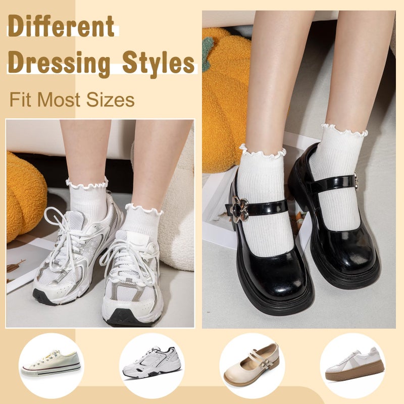 Justay 8 Pairs Ruffle Socks Woman Cute Frilly Soft Cotton Crew Ankle Socks for Women Gifts - Image 5