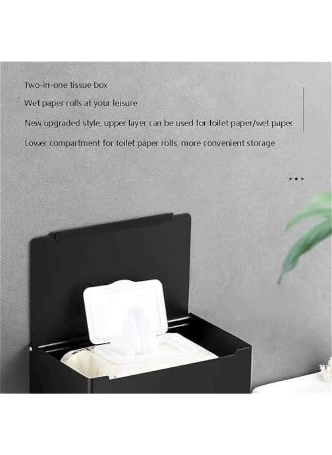 HOOKOR Toilet Paper Holder with Shelf, Flushable Wipes Dispenser Fits for Bathroom Wipe Storage, Keep Your Wipes Hidden Out of Sight (Concavity)  - Image 2