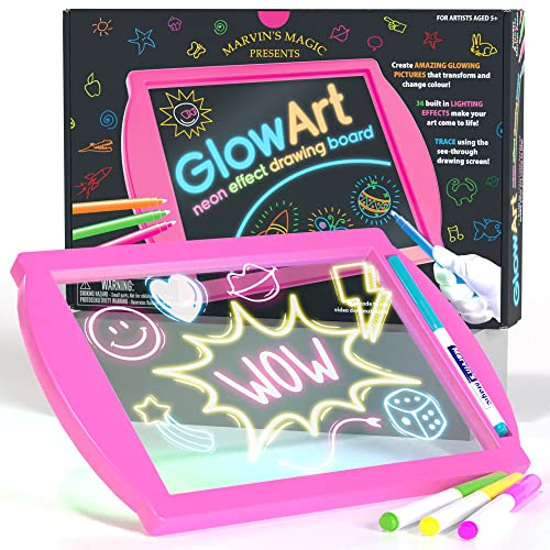 Marvin's Magic Mavin's Magic - Glow Art - LED Doodle Board for Children - Light Up Drawing Pad, with Glow in The Dark Colouring Pens - Battery Powered Magic Drawing Tablet - Light Up Tracing Pad Suitable for 5+ - Image 1