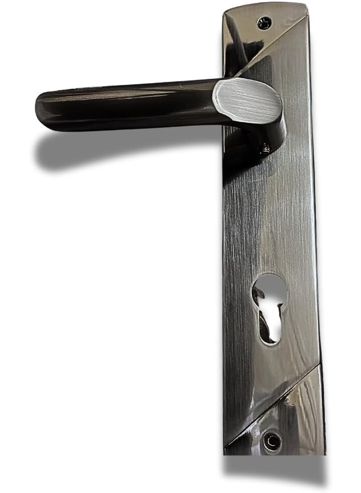 يونيون مقبض ذراع من الكروم الساتان على لوحة خلفية طويلة - مقبض باب متين من الفولاذ المقاوم للصدأ للاستخدام الداخلي - Image 1