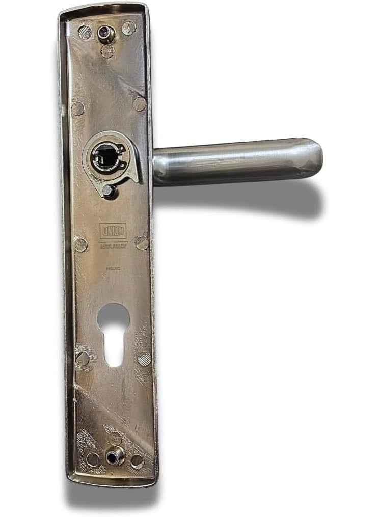 يونيون مقبض ذراع من الكروم الساتان على لوحة خلفية طويلة - مقبض باب متين من الفولاذ المقاوم للصدأ للاستخدام الداخلي - Image 2