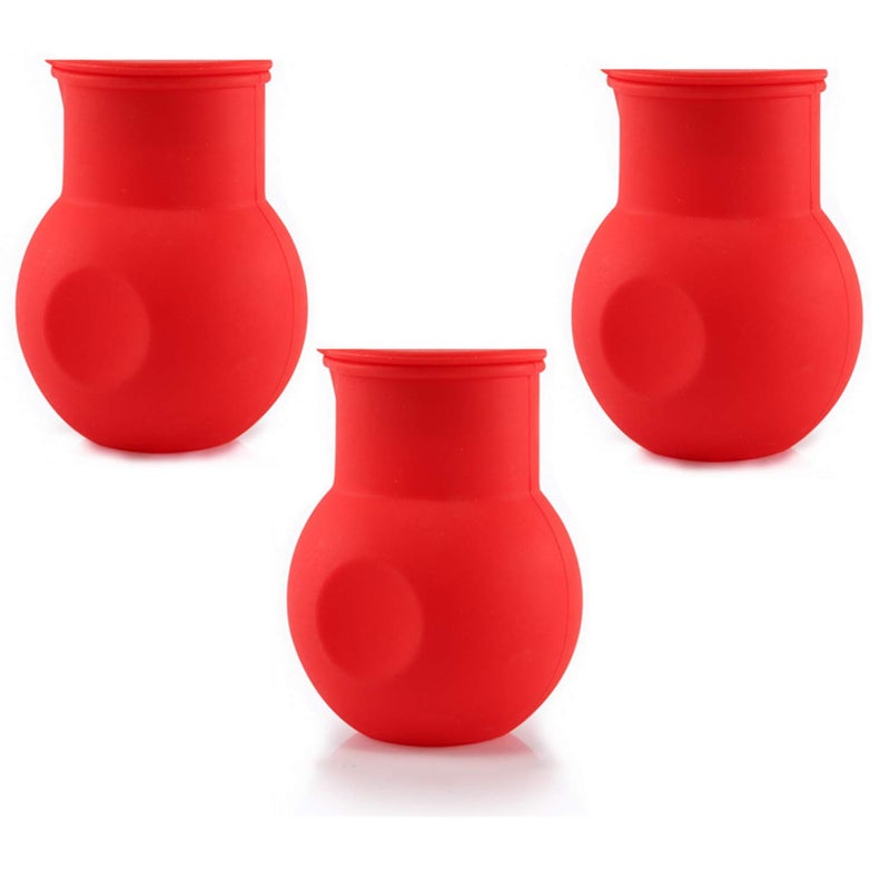 DD-life 3 Pcs Silicone Chocolate Melting Pot, Butter Sauce Milk Microwave Baking Pouring Tool (Red)