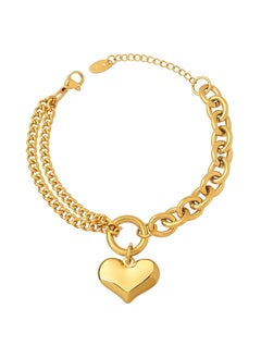 KAAF CREATIONS Kaaf Creations 18K gold plated Stainless steel Heart bracelet for Women and Girls, Intensity, 15.5+ cmcm Length, Waterproof,Hypoallergenic,long lasting and does not tarnish.  - Image 1