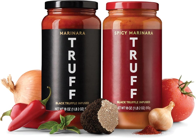 TRUFF Pasta Sauce Bundle - Black Truffle Marinara and Spicy Marinara - Non-GMO, Vegan, 2 Jars - Image 1