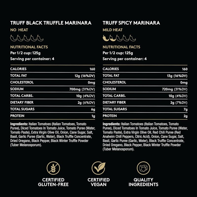 TRUFF Pasta Sauce Bundle - Black Truffle Marinara and Spicy Marinara - Non-GMO, Vegan, 2 Jars - Image 2