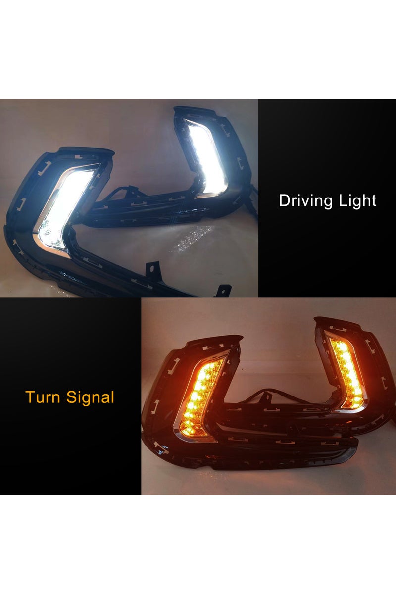 مصابيح ضباب بيضاء وصفراء لسيارة هيونداي إلنترا 2016-2018، مصابيح ضباب LED نهارية، مصابيح أمامية