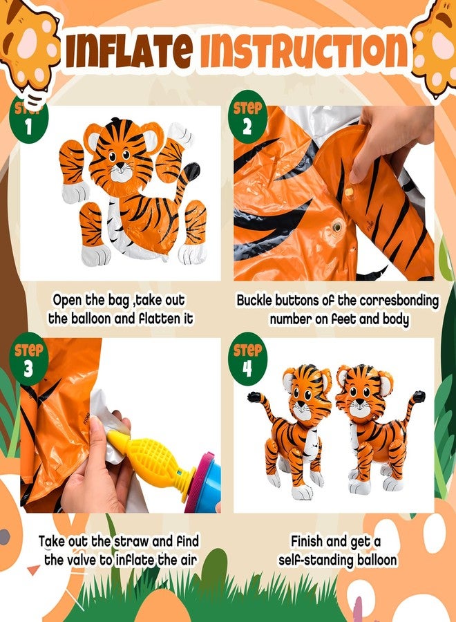 مجموعة من قطعتين من بالونات النمر ثلاثية الأبعاد من Simgoing، ديكورات حفلات أعياد الميلاد على شكل حيوانات السفاري في الغابة والسيرك، وموضوع حديقة الحيوان، ومستلزمات حفلات أعياد الميلاد - Image 4