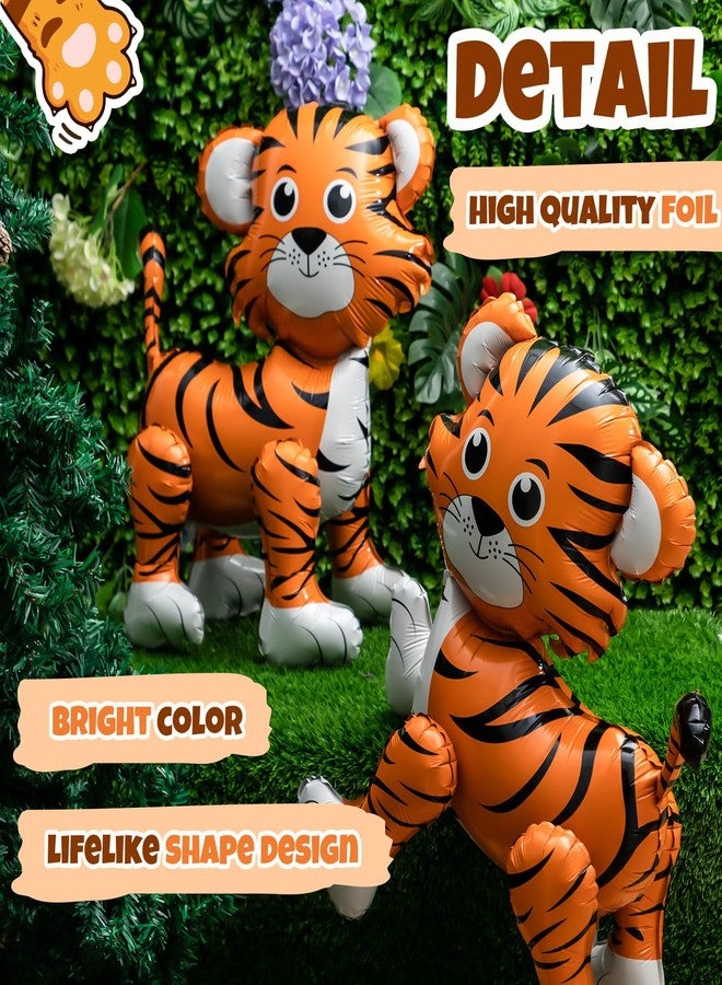 مجموعة من قطعتين من بالونات النمر ثلاثية الأبعاد من Simgoing، ديكورات حفلات أعياد الميلاد على شكل حيوانات السفاري في الغابة والسيرك، وموضوع حديقة الحيوان، ومستلزمات حفلات أعياد الميلاد - Image 3