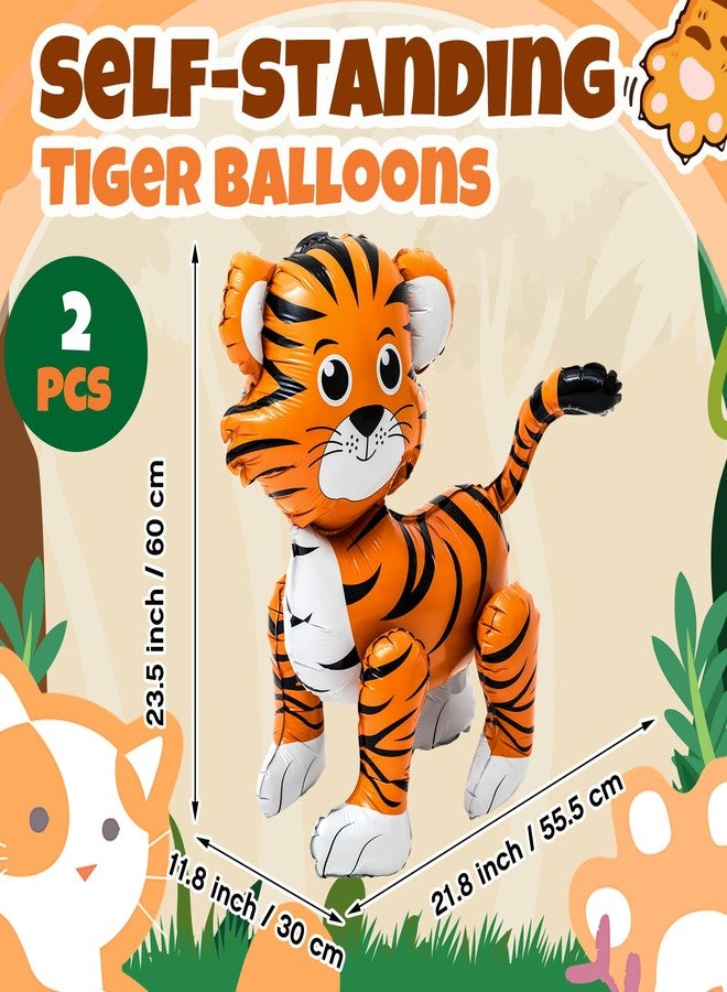 مجموعة من قطعتين من بالونات النمر ثلاثية الأبعاد من Simgoing، ديكورات حفلات أعياد الميلاد على شكل حيوانات السفاري في الغابة والسيرك، وموضوع حديقة الحيوان، ومستلزمات حفلات أعياد الميلاد - Image 2