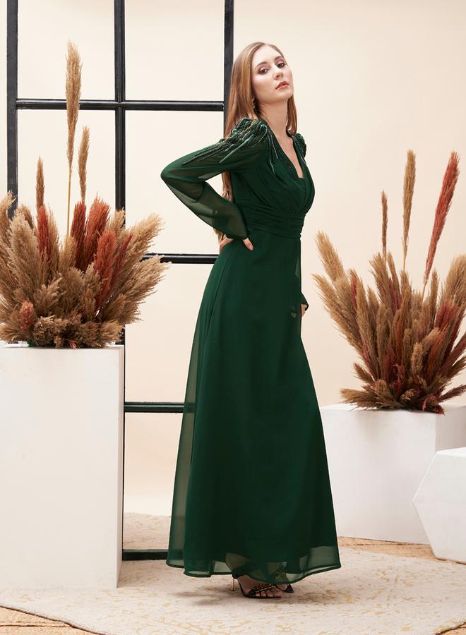 Mish Beaded Yoke A-Line Maxi Dress - Image 4