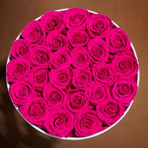 Prifroti 27 Flowers in a Luxury Suede Box, Birthday Gifts for Women, Preserved Flowers, Mothers Day Roses Gift for Mom, Hot Pink - Image 5