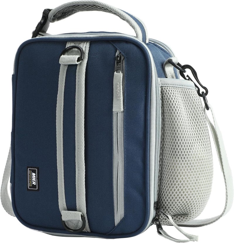 MIER Expandable Lunch Bag Insulated Lunch Box for Men Boys Teens to Work School Travel, Multiple Pockets Portable Lunchbox Bags with Shoulder Strap (Navy Blue - Image 1