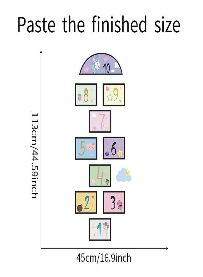MAAGHI Number Hopscotch Game Floor Decor Stickers, Creative Cartoon Decoration Wallpaper Sticker, DIY Digital Grid Game Wall Decor for Baby Kids Room Bedroom (Purple) - Image 3