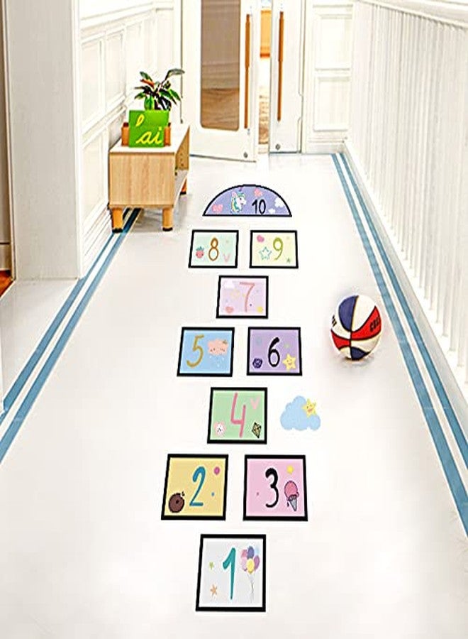 MAAGHI Number Hopscotch Game Floor Decor Stickers, Creative Cartoon Decoration Wallpaper Sticker, DIY Digital Grid Game Wall Decor for Baby Kids Room Bedroom (Purple) - Image 2