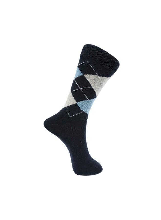 الورقة البيضاء جوارب رجالية للشركات – قابلة للتنفس، تمتص الرطوبة، ثابتة – قطن عالي الجودة – 3 أزواج (رمادي فاتح، أسود، أزرق) - Image 3