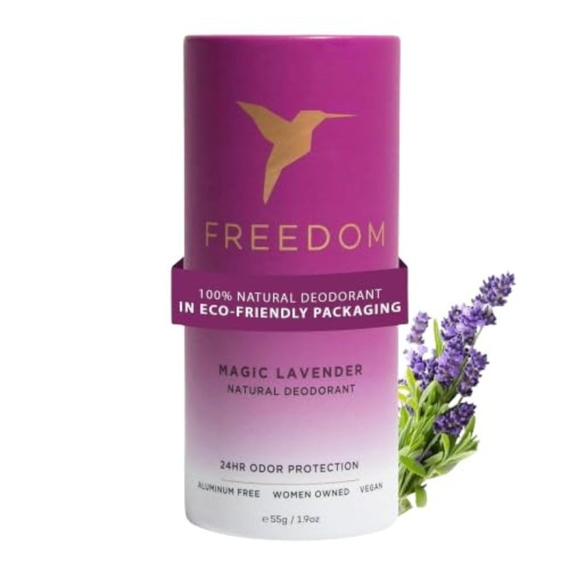 Freedom Natural Deodorant for Women & Men with 24-Hour Odor Protection, Paper Tube Packaging - Natural Ingredients - Aluminum & Plastic Free, Magic Lavender, 1.9oz (1-Pack) - Image 1