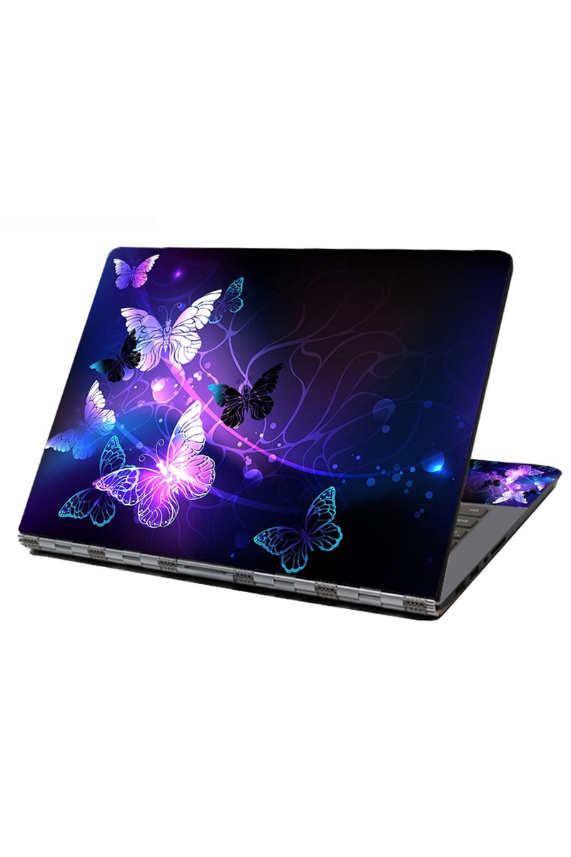 HAPPYLIVE SHOPPING ملصق جلد لابتوب، 12" 13" 13.3" 14" 15" 15.4" 15.6" غلاف واقي لملصق جلد لابتوب لتوشيبا إتش بي سامسونج ديل أبل آيسر لينوفو سوني أسوس (فراشات بنفسجية) - Image 1