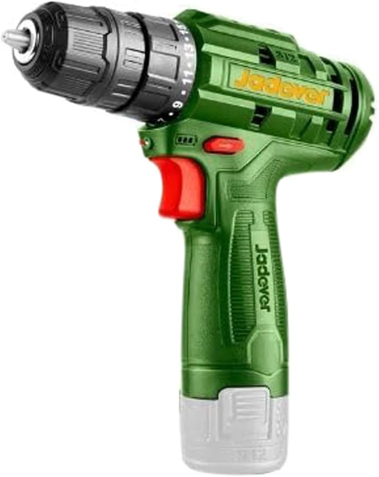 Jadever 12V Lithium-Ion Cordless Battery Drill, Green