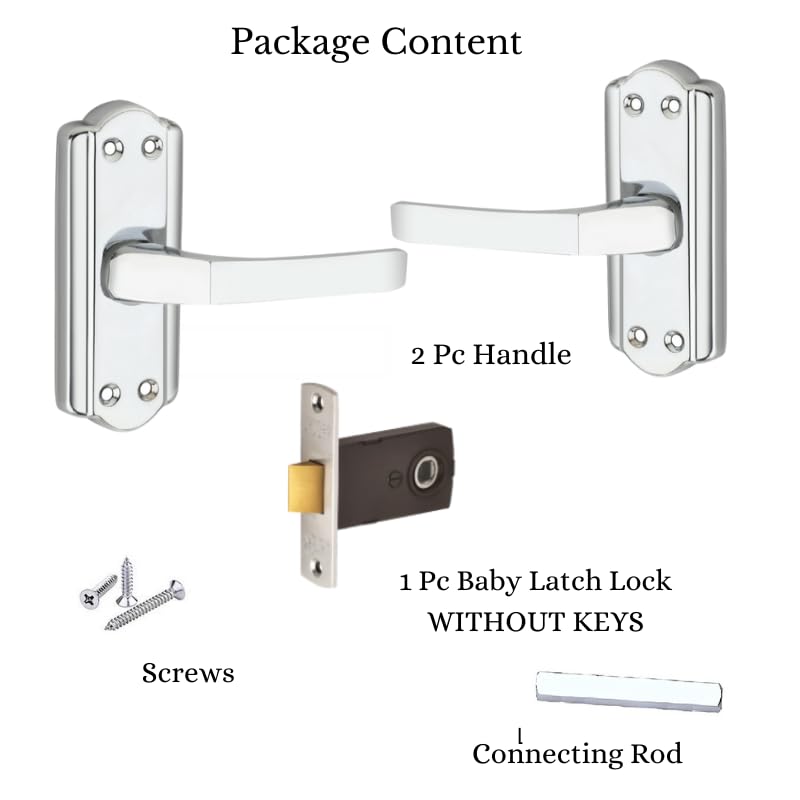 SARDAR 4" Iron Bathroom Door Handle Set with Keyless Baby Latch/Door Handle Set - Image 3