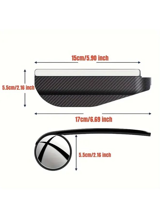 2 In 1 Black Side Mirror Covers With Blind Spot Viewer And Rain Guards - Image 2