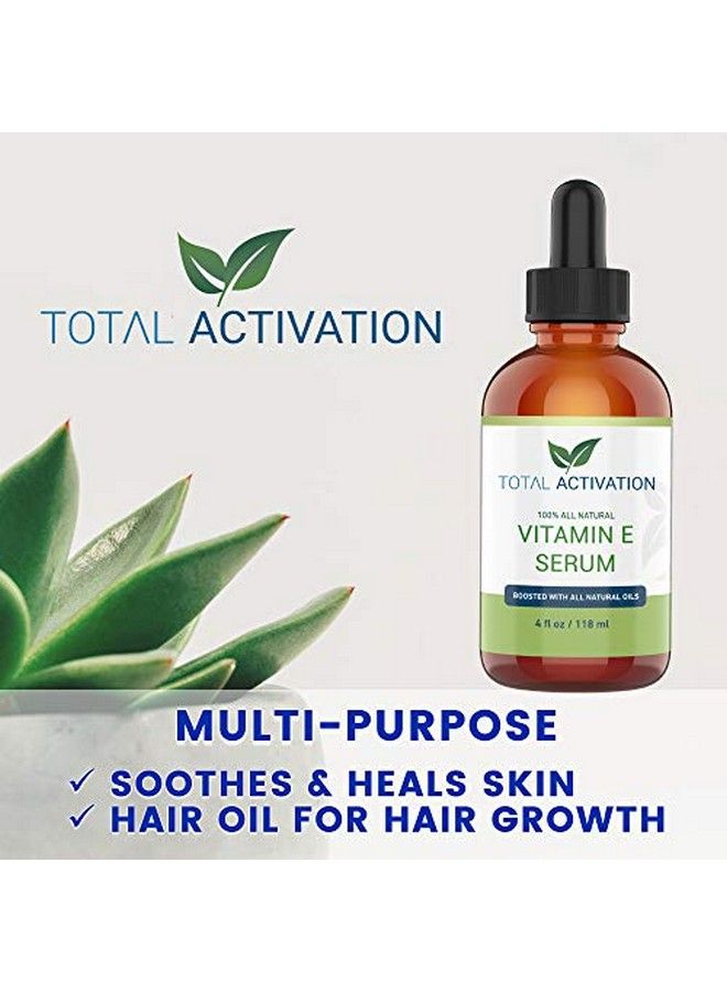 Total Activation Large 4 Oz Organic Vitamin E Oil 100% Pure Cold Pressed For Skin Face Hair Nail Growth Acne Scar Treatment Stretch Mark Removal Dry Skin Treatment - Image 3