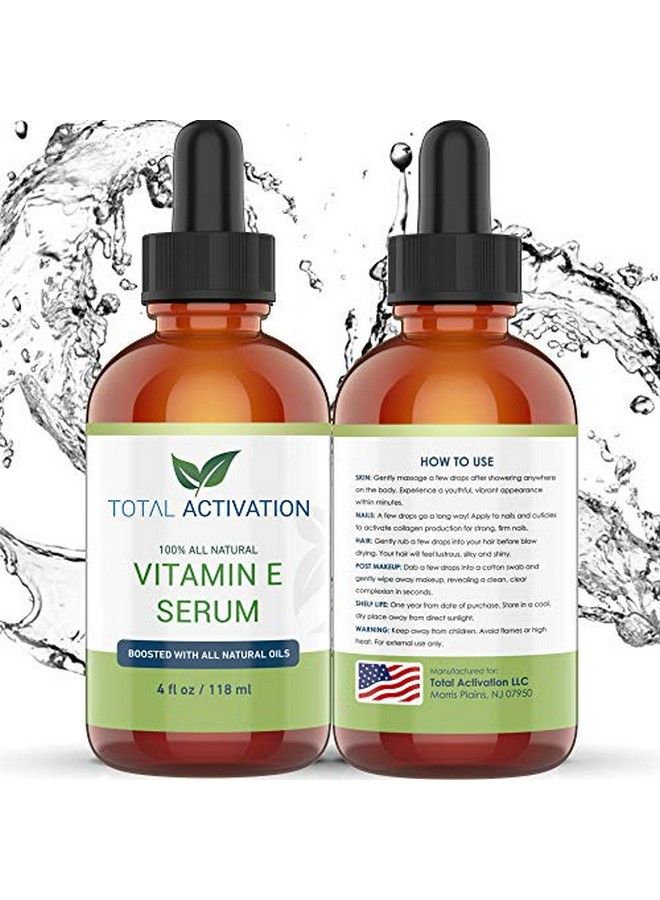 Total Activation Large 4 Oz Organic Vitamin E Oil 100% Pure Cold Pressed For Skin Face Hair Nail Growth Acne Scar Treatment Stretch Mark Removal Dry Skin Treatment - Image 5