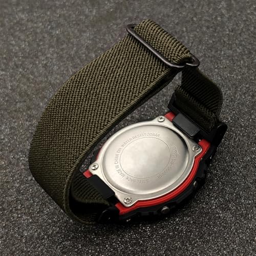 Abanen Elastic Nylon Watch Bands for Casio gshock DW-5600/8900, Stretchy Strap with with Lightweight Plastic Connector for Casio GA-100/GW-B5600/GB-5600 /GW-6900 (Green) - Image 4
