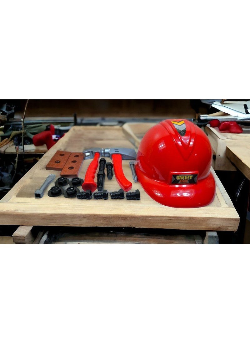 Generic - me carpenter equipment appears to be a set of carpentry tools and equipment such as helmets, hammers, saws, screws and wooden panels - Image 1