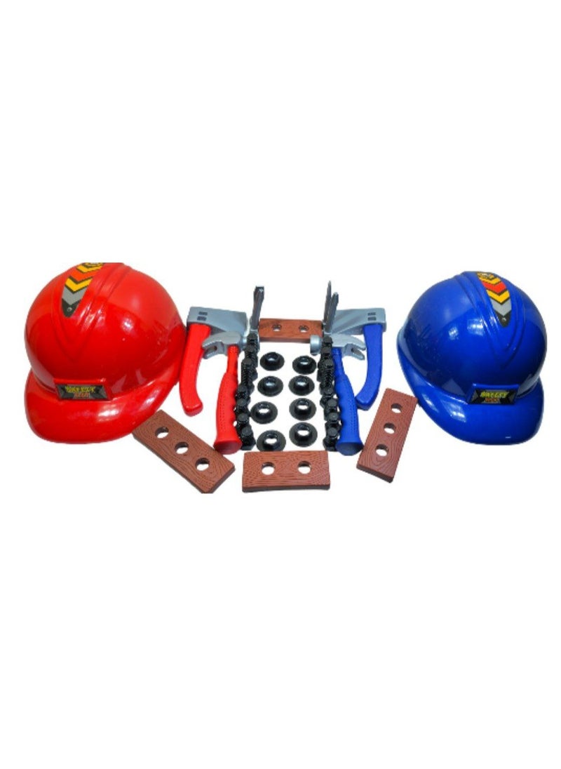Generic - me carpenter equipment appears to be a set of carpentry tools and equipment such as helmets, hammers, saws, screws and wooden panels - Image 1