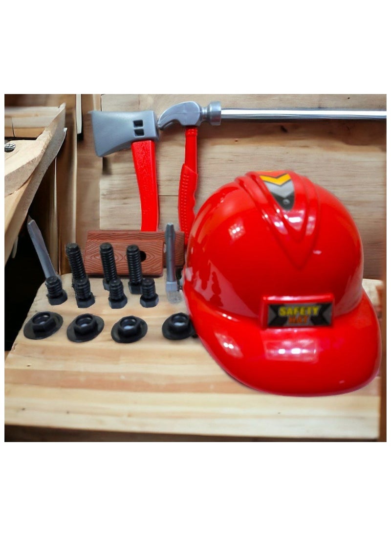Generic - me carpenter equipment appears to be a set of carpentry tools and equipment such as helmets, hammers, saws, screws and wooden panels - Image 1