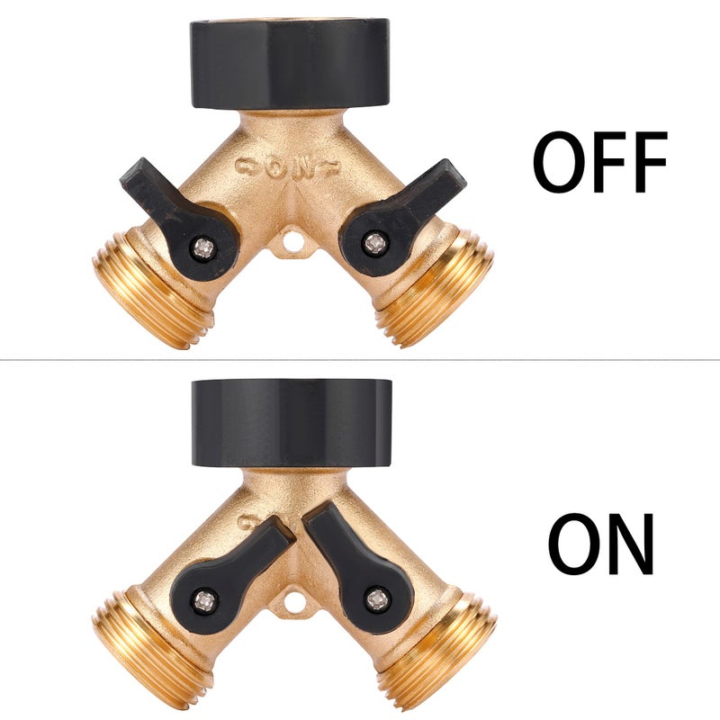 Sanpaint Garden Hose Splitter 2 Way Heavy Duty, Y Connector Brass Garden Hose Adapter, Hose Bib Splitter with 2 Extra Rubber Washers - Image 3