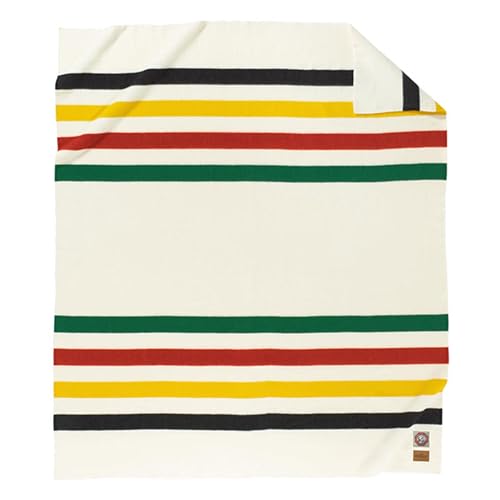 Pendleton National Park Blanket Queen 90" x 90" - 100% Wool, Soft and Durable Throw for Home & Outdoor Adventures, Iconic Park Stripes Collectible Keepsake - Glacier - Image 1