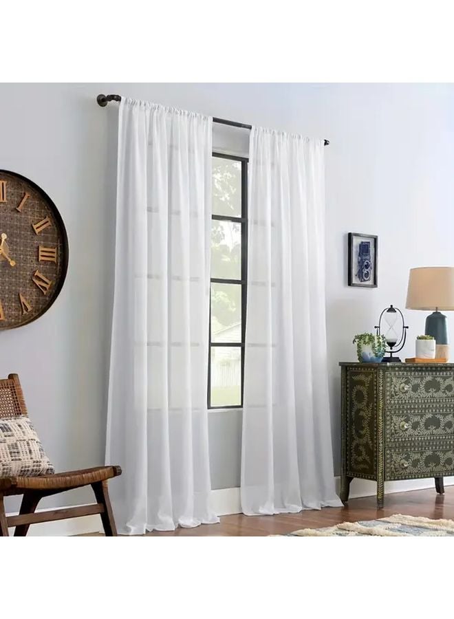 White Sheer Curtains 2 Panels Set Voile Tulle Window Drapes Rod Pocket W52inch H45inch - Image 2