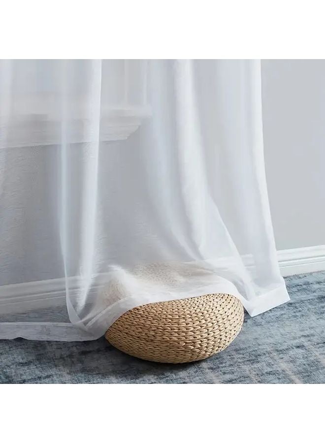 White Sheer Curtains 2 Panels Set Voile Tulle Window Drapes Rod Pocket W52inch H45inch - Image 3