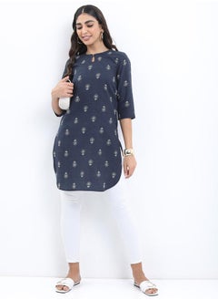 Ketch Floral Print 3/4 Sleeves Longline Tunic by Styli  - Image 2