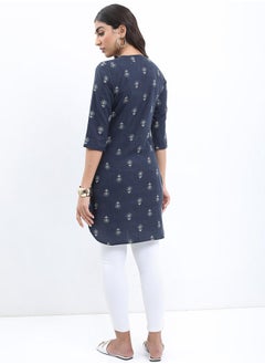 Ketch Floral Print 3/4 Sleeves Longline Tunic by Styli  - Image 3