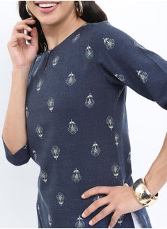 Ketch Floral Print 3/4 Sleeves Longline Tunic by Styli  - Image 4