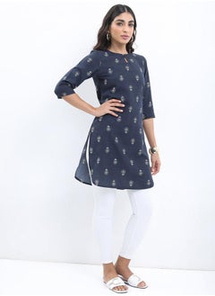 Ketch Floral Print 3/4 Sleeves Longline Tunic by Styli  - Image 5