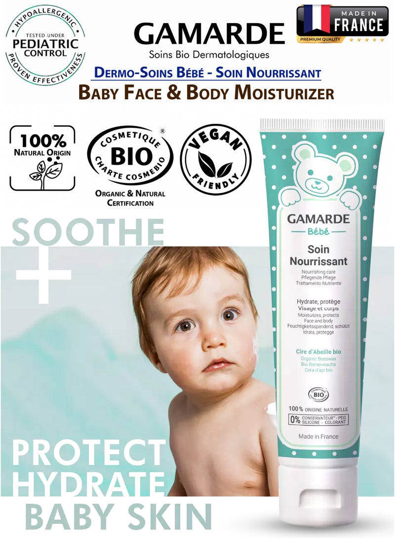 gamarde Baby Nourishing Organic Face & Body Care Cream 100ml Certified Organic & 100% Natural Best Baby Moisturizer for Dry, Sensitive & Delicate Skin Daily Hydrating, Soothing & Protective Cream with Shea Butter, Argan Oil, Beeswax & Acacia Gum Gentle Hypoallergenic Baby Lotion for Newborns, Infants & Kids Dermatologically & Pediatric Tested Made In France - Image 1