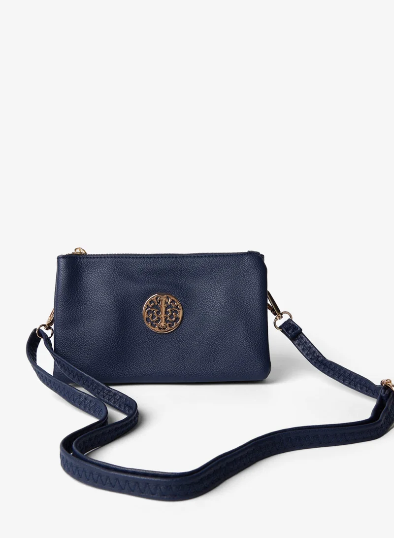 بلو فانيلا Detailed Zip Up Purse With Detachable Strap