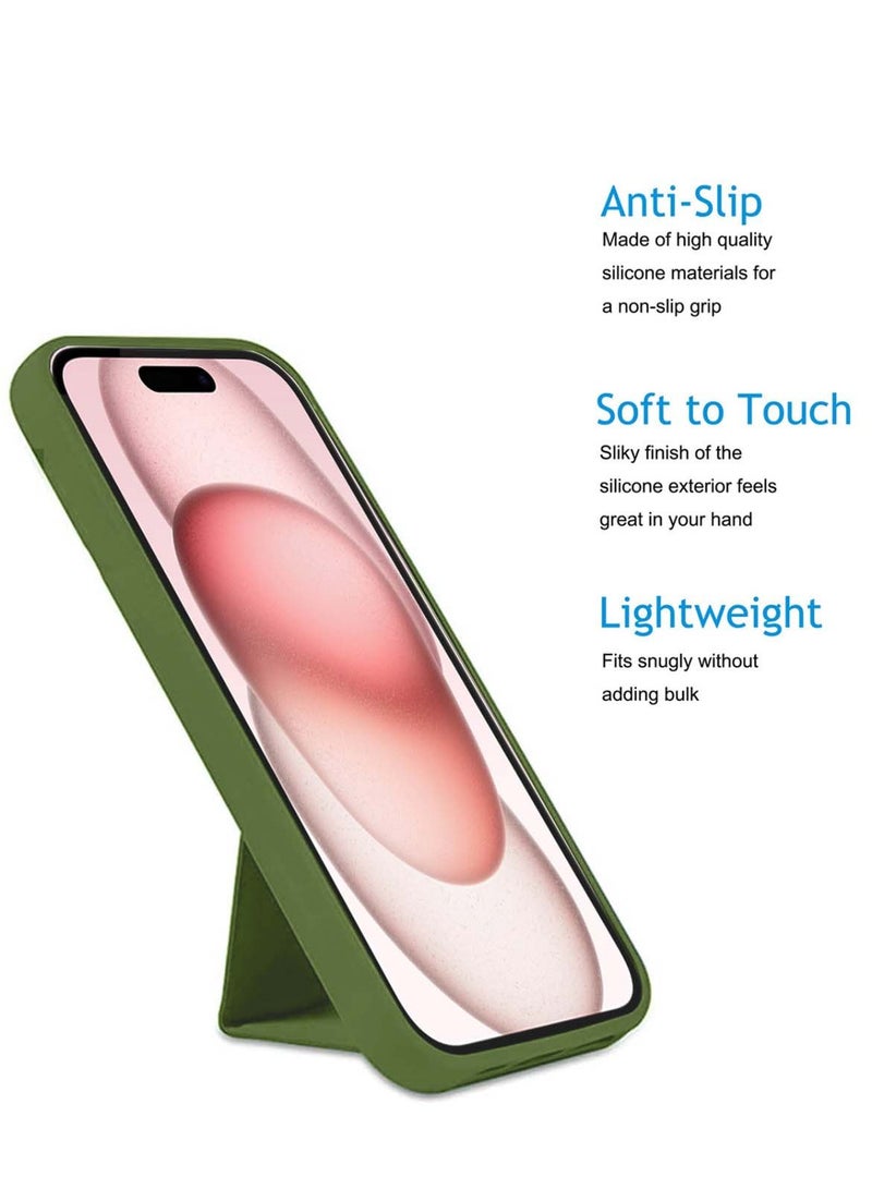 Techie Soft Smooth Silicone Cover With Magnetic Secure Hand Grip Case and Inner Microfiber Lining for Apple iPhone 15 Plus – Green