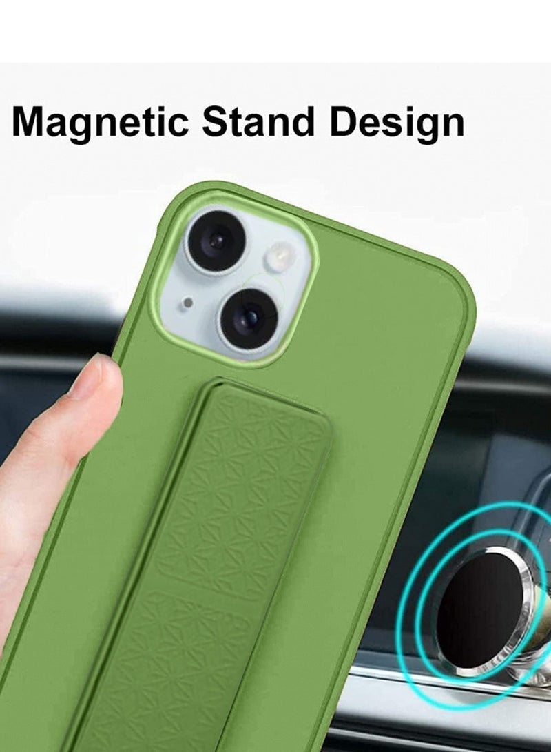 Techie Soft Smooth Silicone Cover With Magnetic Secure Hand Grip Case and Inner Microfiber Lining for Apple iPhone 15 Plus – Green