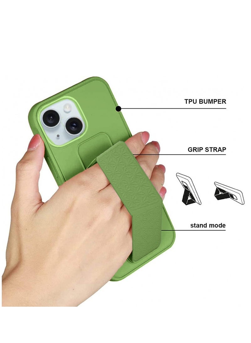 Techie Soft Smooth Silicone Cover With Magnetic Secure Hand Grip Case and Inner Microfiber Lining for Apple iPhone 15 Plus – Green