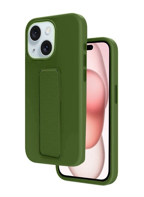 Techie Soft Smooth Silicone Cover With Magnetic Secure Hand Grip Case and Inner Microfiber Lining for Apple iPhone 15 Plus – Green
