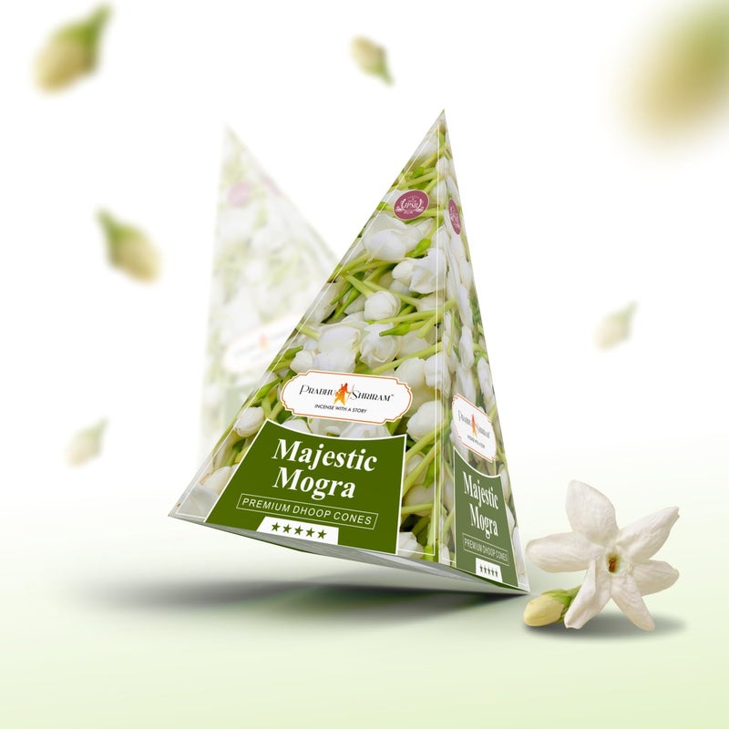 JPSR Prabhu Shriram Majestic Mogra Premium Phool Dhoop Cones – 30 Natural Incense Cones with Divine Arabian Jasmine Fragrance for Meditation, Pooja, and Spiritual Serenity - Image 5