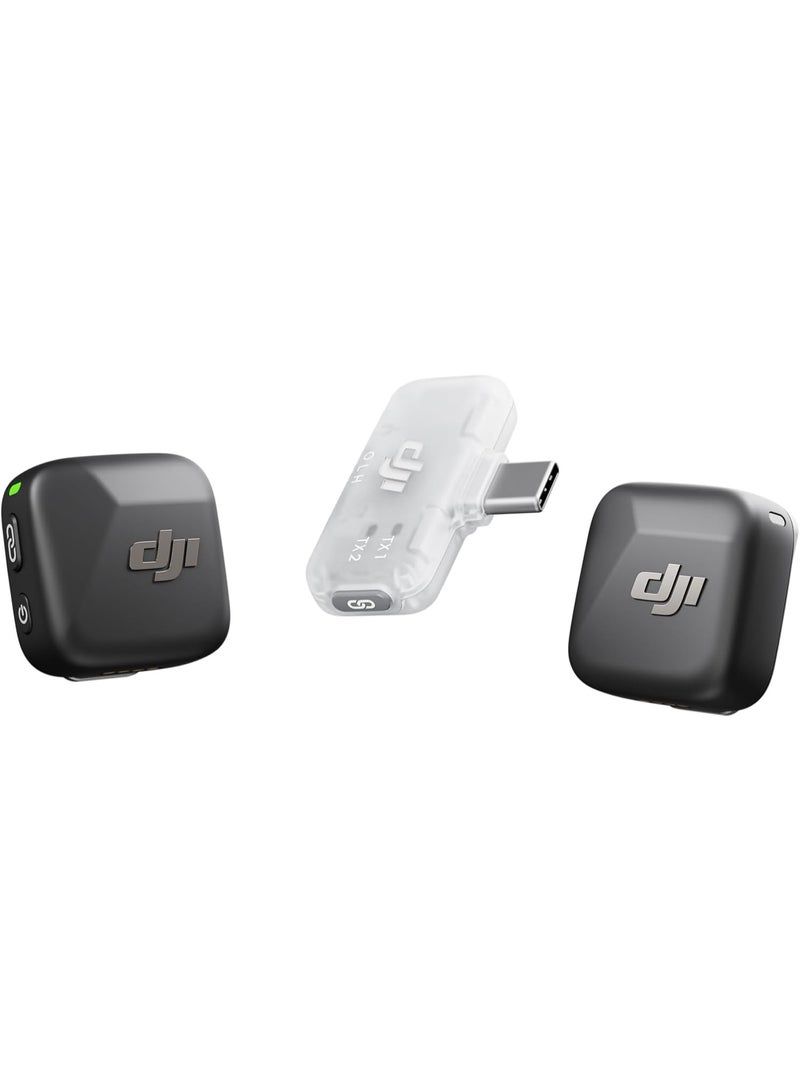 دي جي آي دي جيه آي مايك ميني DJI Mic Mini ميكروفون لاسلكي صغير (2 مرسل + 1 مستقبل)، لاقط صوت للايفون 17/16/15 والاندرويد، ميزة عزل الضوضاء، مسافة 300م، لليوتيوب والفلوق والبث المباشر - Image 1