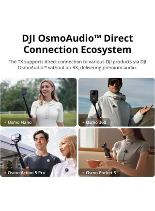 دي جيه آي مايك ميني DJI Mic Mini ميكروفون لاسلكي صغير (2 مرسل + 1 مستقبل)، لاقط صوت للايفون 17/16/15 والاندرويد، ميزة عزل الضوضاء، مسافة 300م، لليوتيوب والفلوق والبث المباشر - view 5